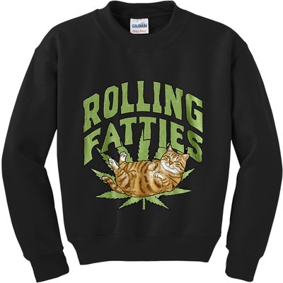 Vintage Rolling Fatties Cat Retro Kitty Kitten Kids Sweatshirt
