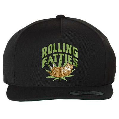 Vintage Rolling Fatties Cat Retro Kitty Kitten Wool Snapback Cap