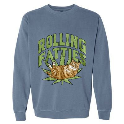 Vintage Rolling Fatties Cat Retro Kitty Kitten Garment-Dyed Sweatshirt