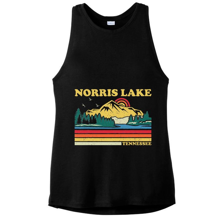 Vintage Retro Family Vacation Tennessee Norris Lake Ladies PosiCharge Tri-Blend Wicking Tank