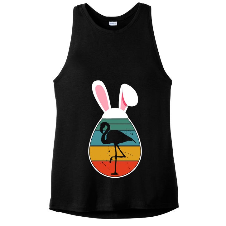 Vintage Retro Flamingo In Easter Egg Bunny Flamingo Lover Gift Ladies PosiCharge Tri-Blend Wicking Tank