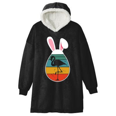 Vintage Retro Flamingo In Easter Egg Bunny Flamingo Lover Gift Hooded Wearable Blanket