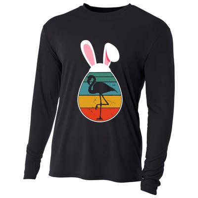 Vintage Retro Flamingo In Easter Egg Bunny Flamingo Lover Gift Cooling Performance Long Sleeve Crew