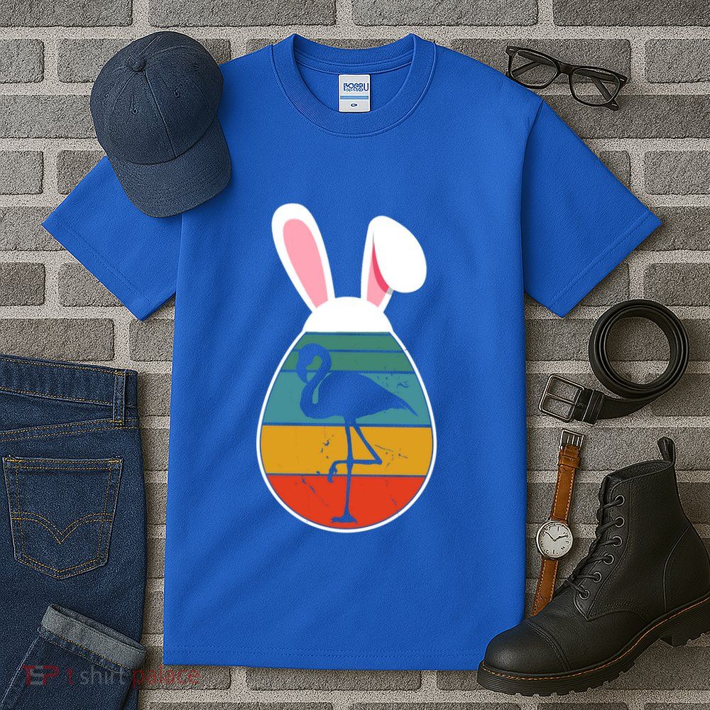 Vintage Retro Flamingo In Easter Egg Bunny Flamingo Lover Gift Tall T-Shirt