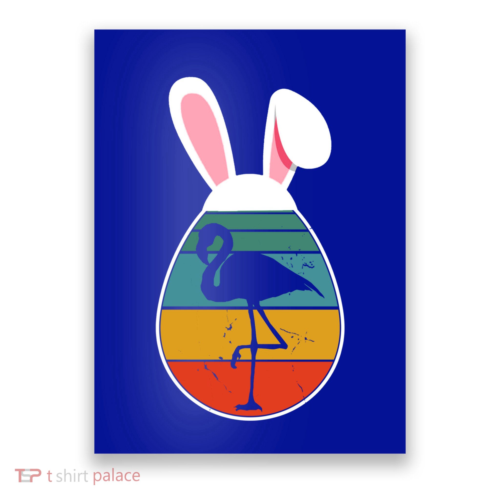 Vintage Retro Flamingo In Easter Egg Bunny Flamingo Lover Gift Poster