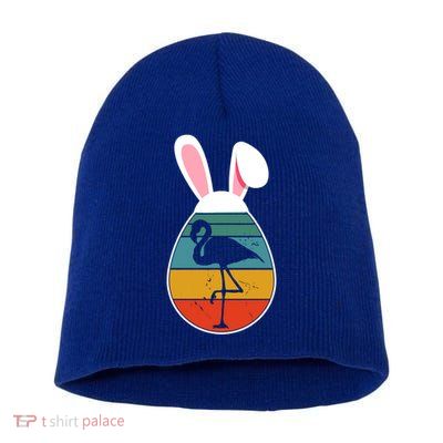 Vintage Retro Flamingo In Easter Egg Bunny Flamingo Lover Gift Short Acrylic Beanie