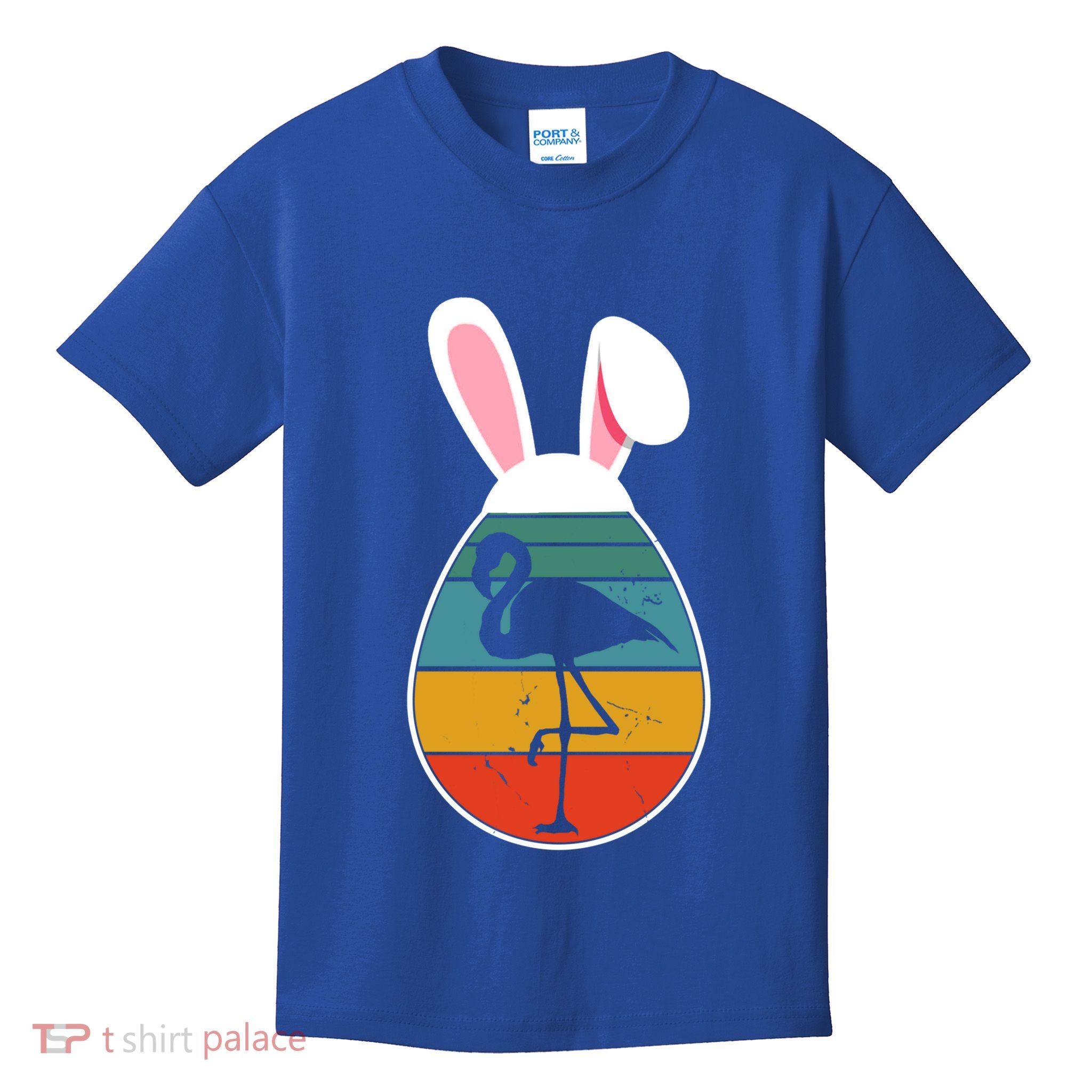 Vintage Retro Flamingo In Easter Egg Bunny Flamingo Lover Gift Kids T-Shirt