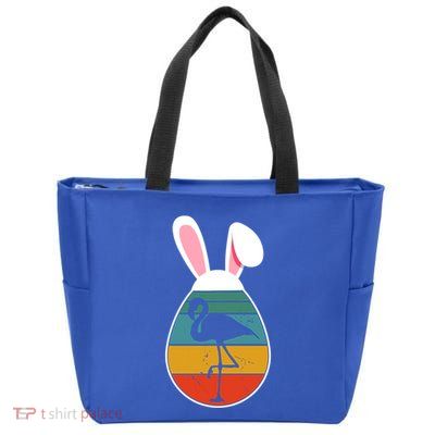 Vintage Retro Flamingo In Easter Egg Bunny Flamingo Lover Gift Zip Tote Bag
