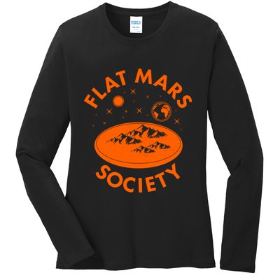 Vintage Retro Flat Mars Society Ladies Long Sleeve Shirt
