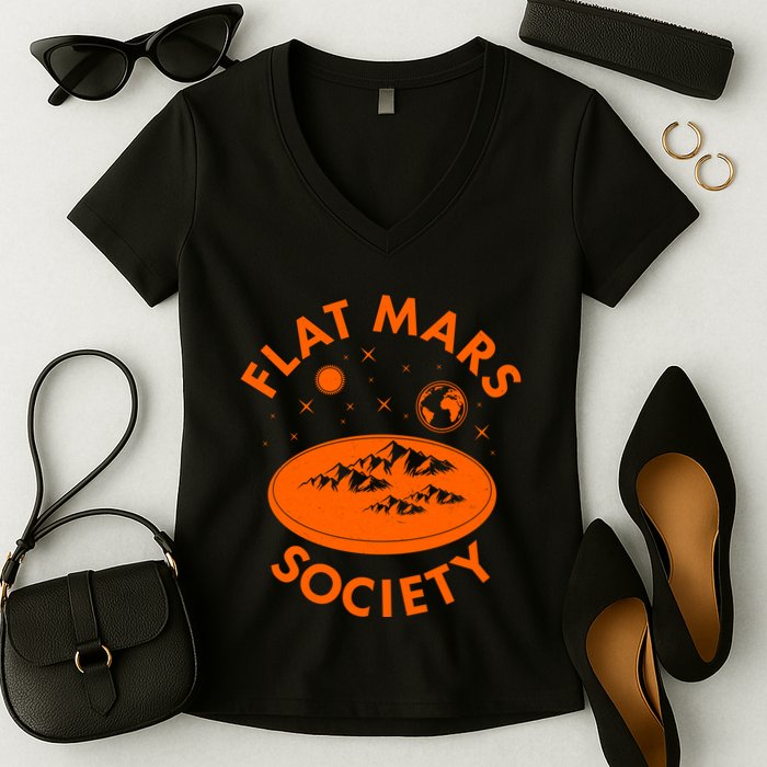 Vintage Retro Flat Mars Society Women's V-Neck T-Shirt