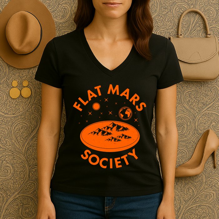 Vintage Retro Flat Mars Society Women's V-Neck T-Shirt
