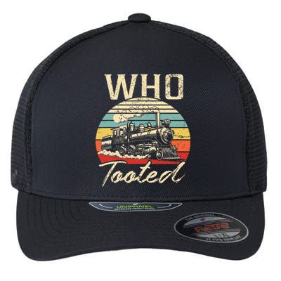 Vintage Retro Funny Train Lover Wo Who Tooted Train  Flexfit Unipanel Trucker Cap