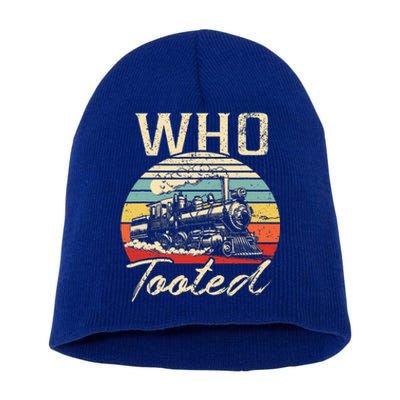 Vintage Retro Funny Train Lover Wo Who Tooted Train  Short Acrylic Beanie