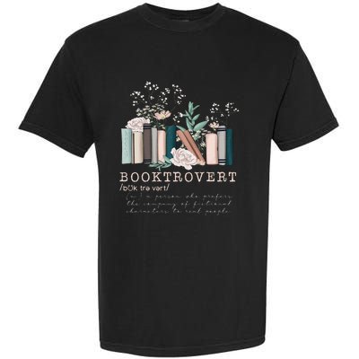 Vintage Retro Floral Booktrovert Book Reader Lover Garment-Dyed Heavyweight T-Shirt