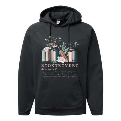 Vintage Retro Floral Booktrovert Book Reader Lover Performance Fleece Hoodie