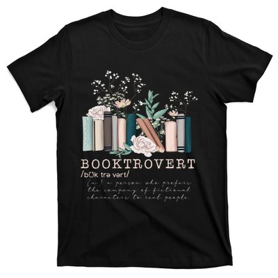 Vintage Retro Floral Booktrovert Book Reader Lover T-Shirt