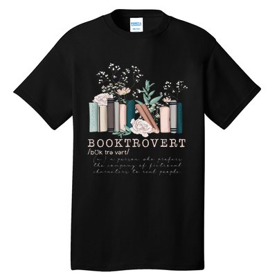 Vintage Retro Floral Booktrovert Book Reader Lover Tall T-Shirt