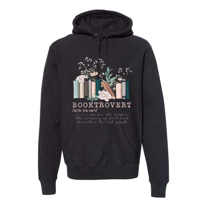 Vintage Retro Floral Booktrovert Book Reader Lover Premium Hoodie