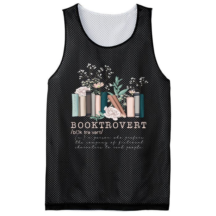 Vintage Retro Floral Booktrovert Book Reader Lover Mesh Reversible Basketball Jersey Tank