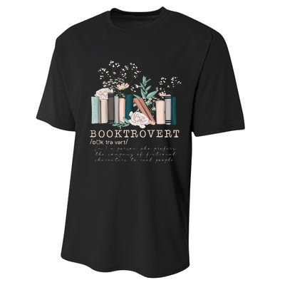 Vintage Retro Floral Booktrovert Book Reader Lover Performance Sprint T-Shirt