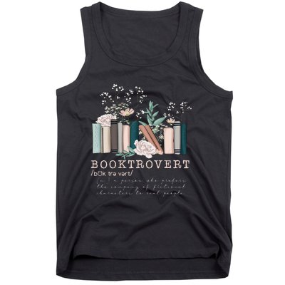 Vintage Retro Floral Booktrovert Book Reader Lover Tank Top