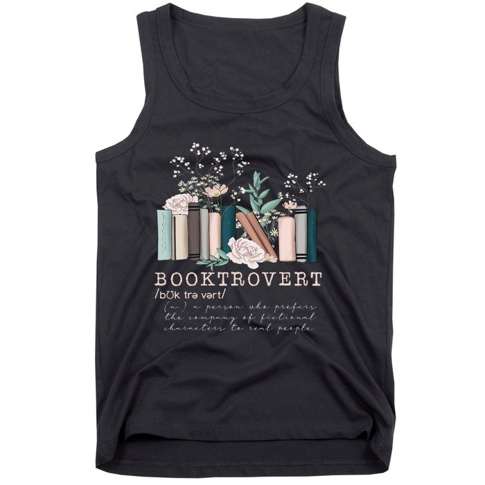 Vintage Retro Floral Booktrovert Book Reader Lover Tank Top