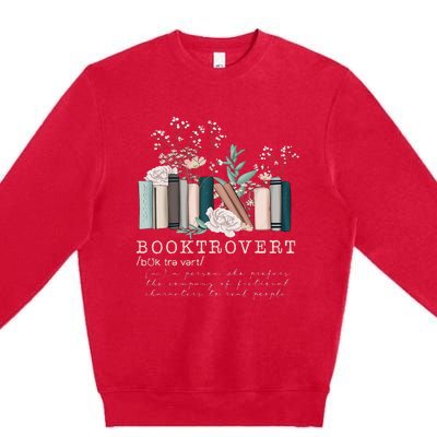 Vintage Retro Floral Booktrovert Book Reader Lover Premium Crewneck Sweatshirt