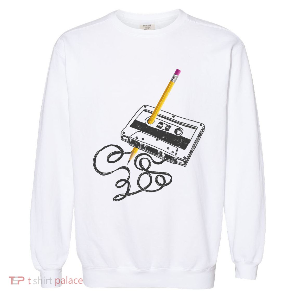 Vintage Rewind Funny Cassette Pencil Gift Garment-Dyed Sweatshirt