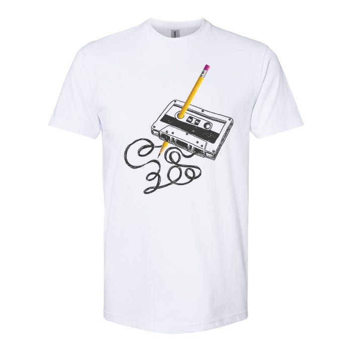 Vintage Rewind Funny Cassette Pencil Gift Softstyle CVC T-Shirt