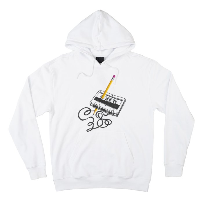 Vintage Rewind Funny Cassette Pencil Gift Hoodie