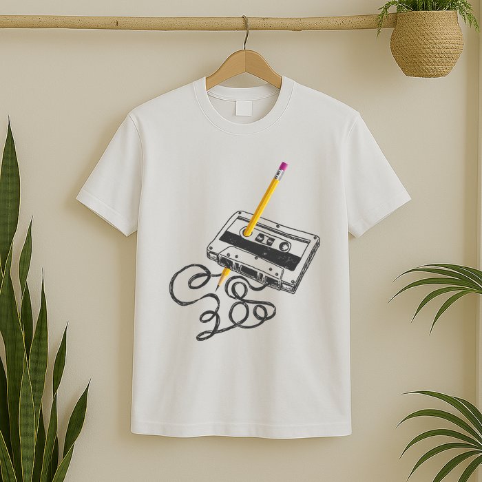 Vintage Rewind Funny Cassette Pencil Gift T-Shirt