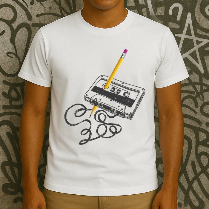 Vintage Rewind Funny Cassette Pencil Gift T-Shirt