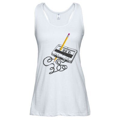 Vintage Rewind Funny Cassette Pencil Gift Ladies Essential Flowy Tank