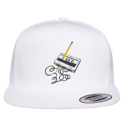 Vintage Rewind Funny Cassette Pencil Gift Flatbill Hat
