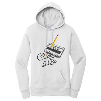 Vintage Rewind Funny Cassette Pencil Gift Women's Pullover Hoodie