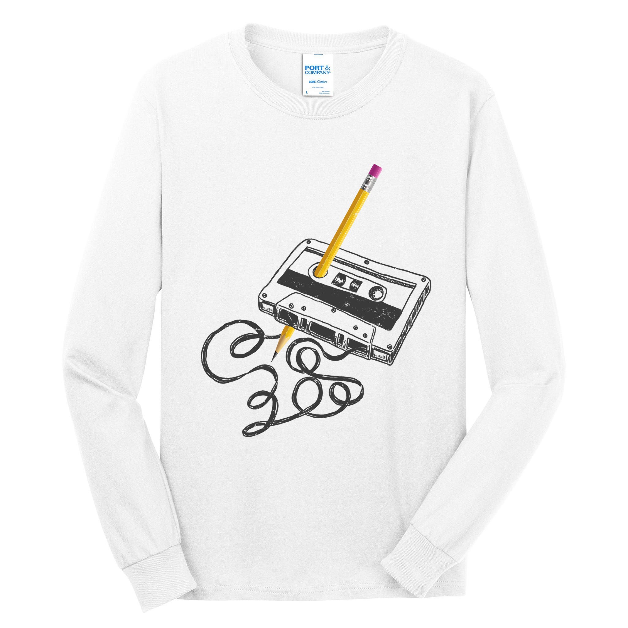 Vintage Rewind Funny Cassette Pencil Gift Tall Long Sleeve T-Shirt