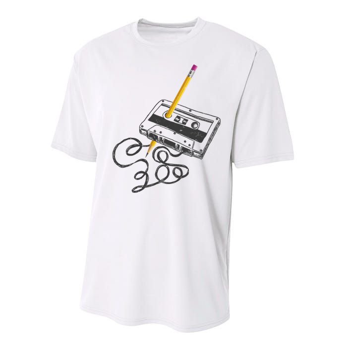 Vintage Rewind Funny Cassette Pencil Gift Performance Sprint T-Shirt