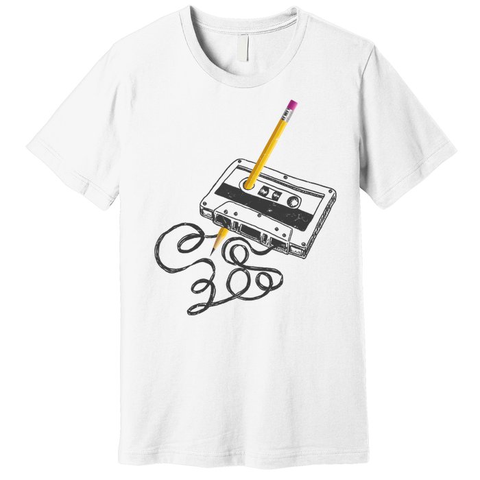 Vintage Rewind Funny Cassette Pencil Gift Premium T-Shirt