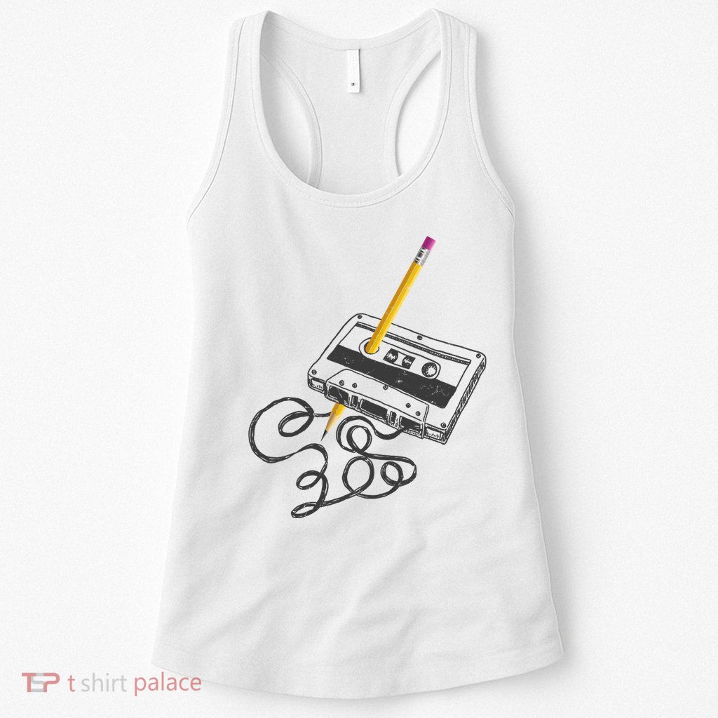 Vintage Rewind Funny Cassette Pencil Gift Womens Tank Top