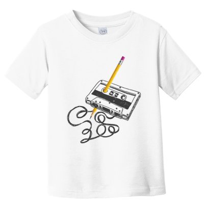 Vintage Rewind Funny Cassette Pencil Gift Toddler T-Shirt