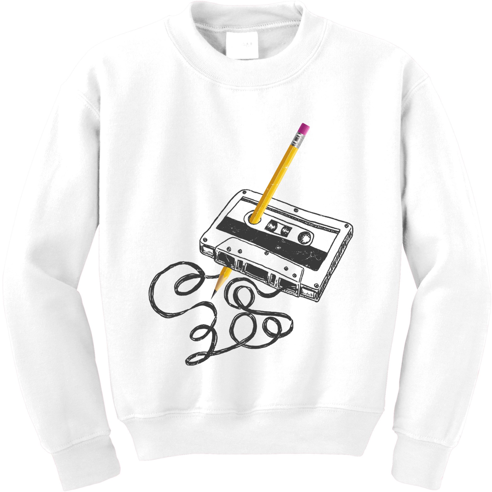 Vintage Rewind Funny Cassette Pencil Gift Kids Sweatshirt