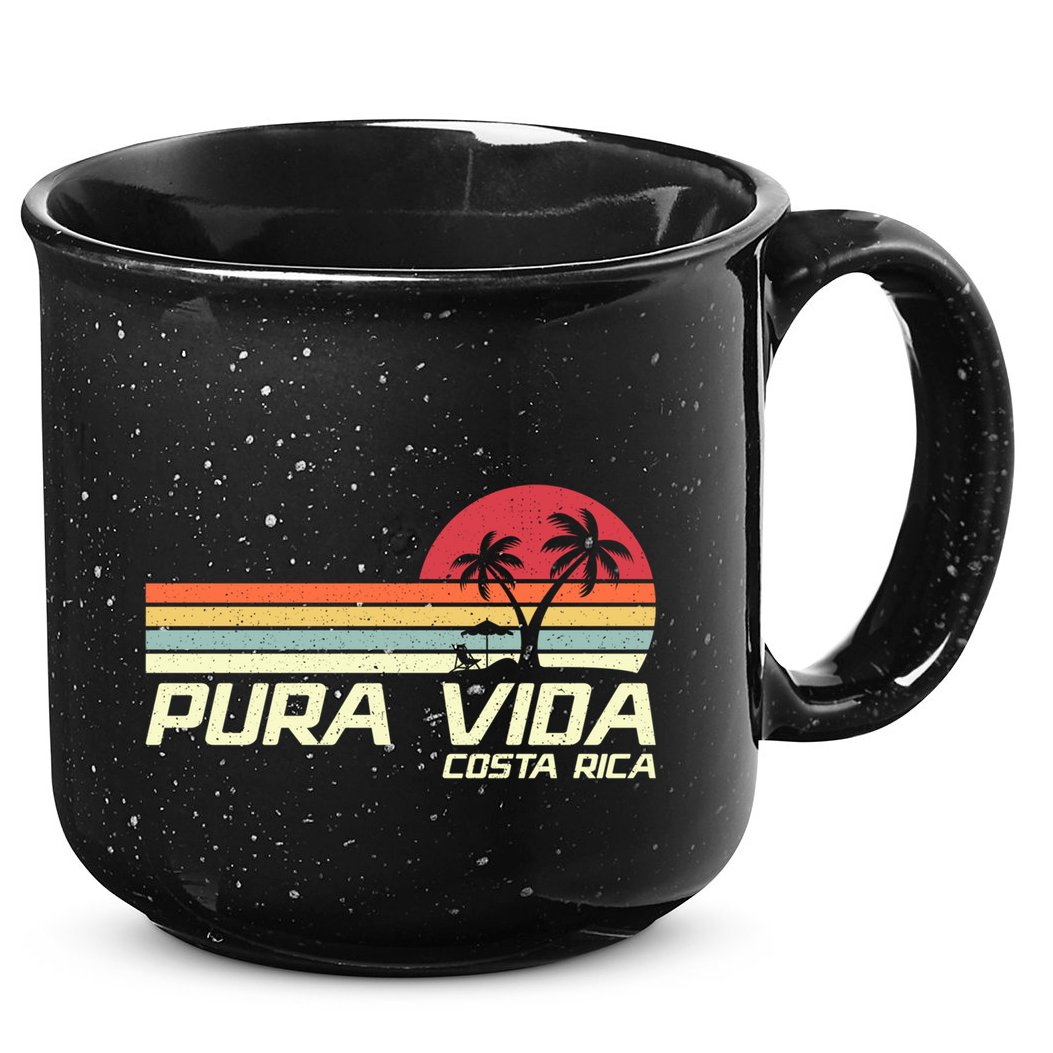 Vintage Retro Family Vacation Costa Rica Pura Vida Beach Gift 15oz Campfire Ceramic Mug