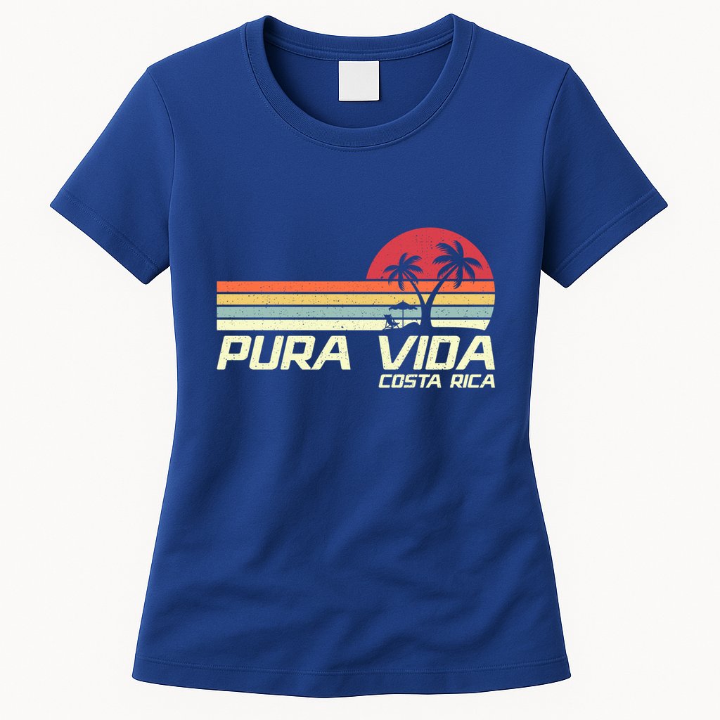 Vintage Retro Family Vacation Costa Rica Pura Vida Beach Gift Womens T-Shirt