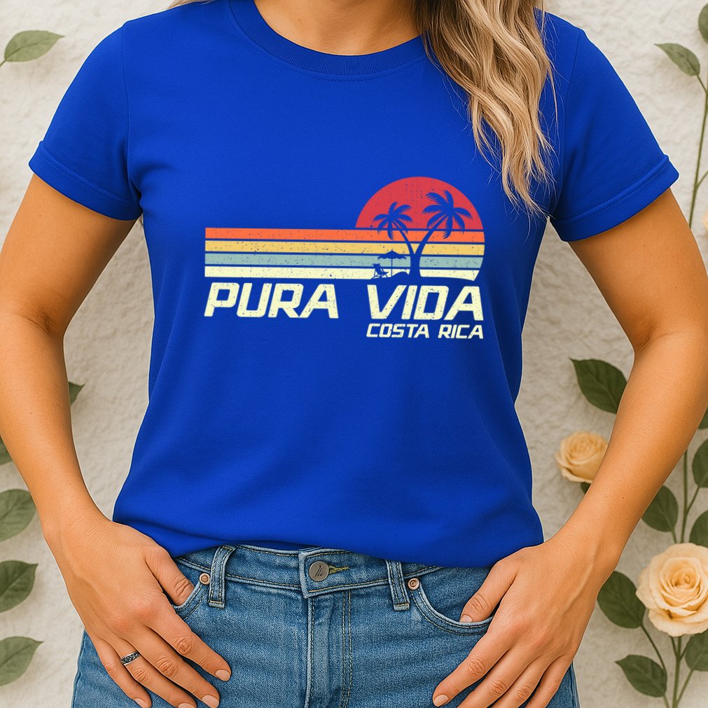 Vintage Retro Family Vacation Costa Rica Pura Vida Beach Gift Womens T-Shirt
