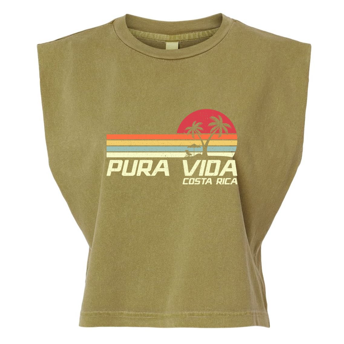 Vintage Retro Family Vacation Costa Rica Pura Vida Beach Gift Garment-Dyed Women's Muscle Tee