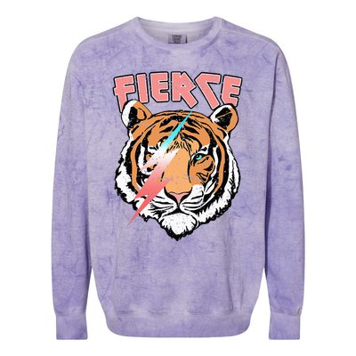 Vintage Retro Fierce Tiger Cool 80's 90's Style Lover Gift Colorblast Crewneck Sweatshirt