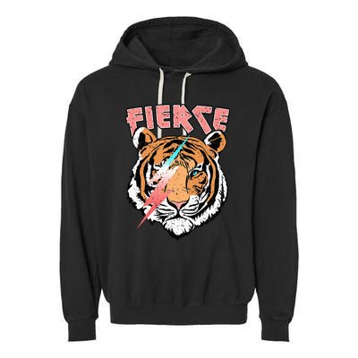 Vintage Retro Fierce Tiger Cool 80's 90's Style Lover Gift Garment-Dyed Fleece Hoodie