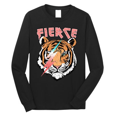 Vintage Retro Fierce Tiger Cool 80's 90's Style Lover Gift Long Sleeve Shirt