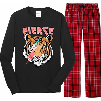 Vintage Retro Fierce Tiger Cool 80's 90's Style Lover Gift Long Sleeve Pajama Set