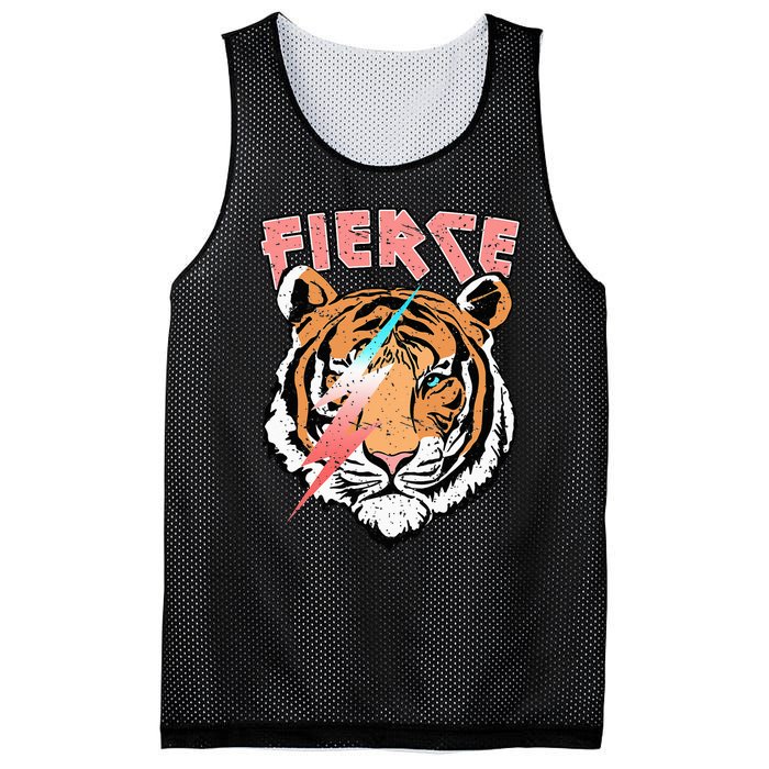 Vintage Retro Fierce Tiger Cool 80's 90's Style Lover Gift Mesh Reversible Basketball Jersey Tank